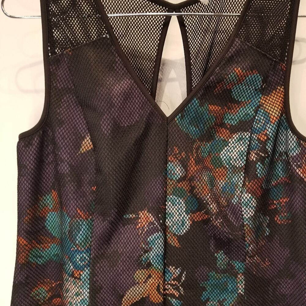 Spense Sleeveless A-Line Stretch Dress Black Net Zipper Back Floral Plus Size 14 - Picture 5 of 14
